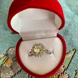 .925 silver ring, size 6, lab created diamonds.